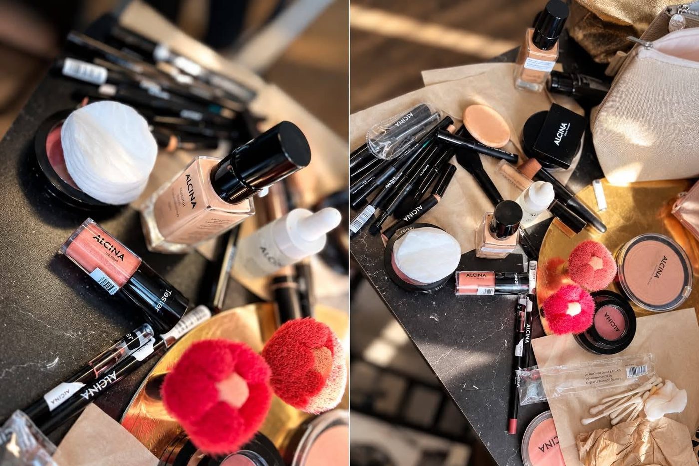 Profesionální make-up a štětce připravené k líčení